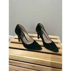 Clarks Narrative Women's Pump Heels Shoes Suede Dark Green Black Size 7